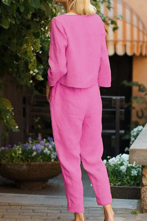 The Retro Monochrome Linen Two-Piece Set