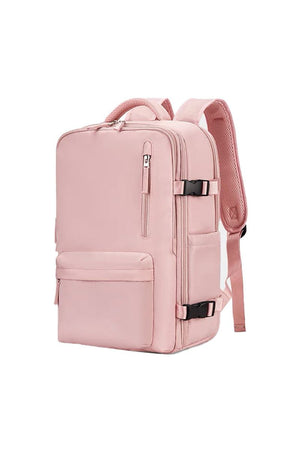 Chic Wanderlust Waterproof Backpack in pink with multiple compartments and ergonomic padded straps
