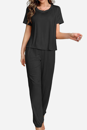Black My Go To Loungewear two-piece set with soft, breathable fabric for casual comfort and style