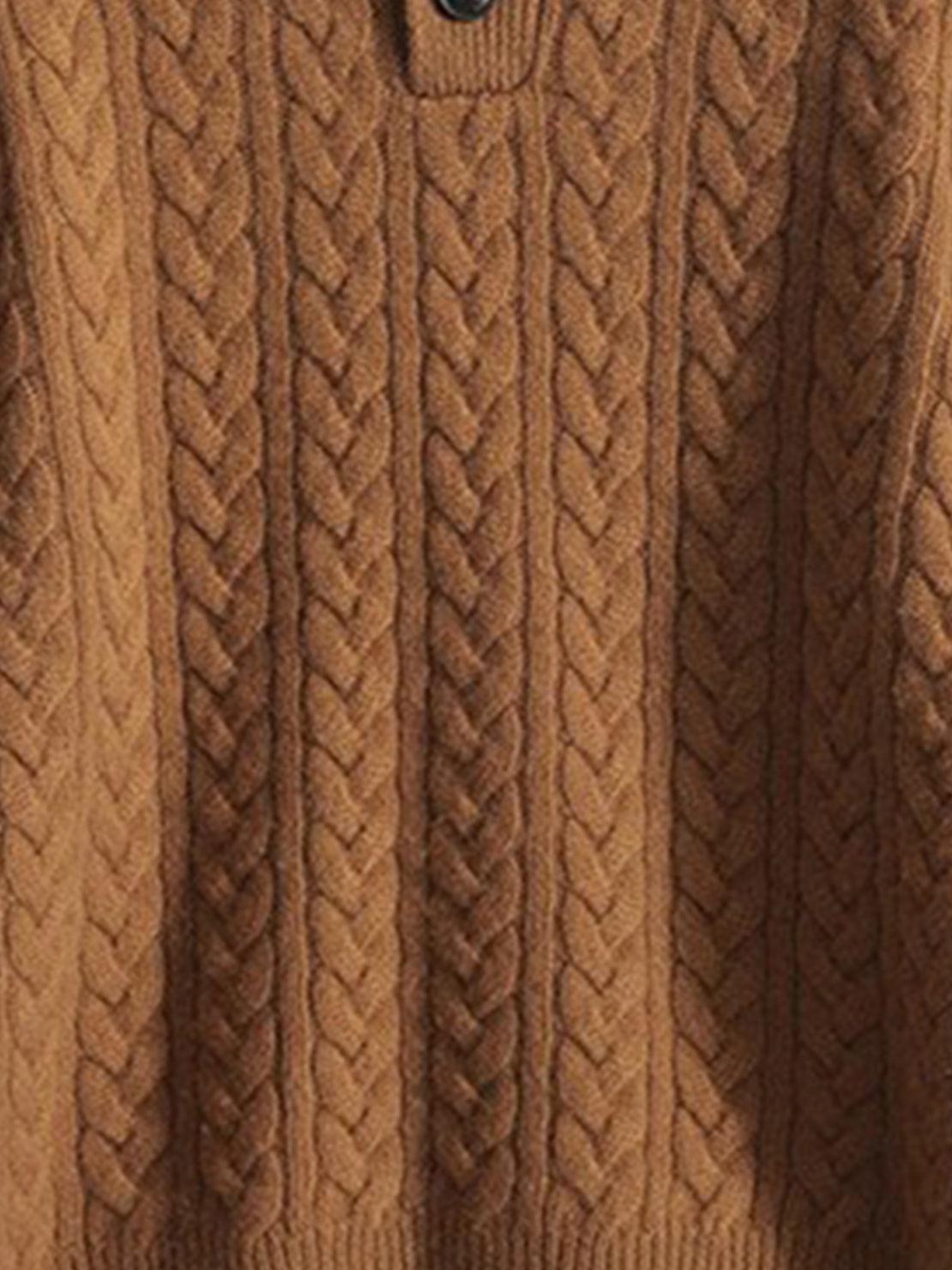 100% wool cable-knit sweater with stand collar and slim fit in soft breathable fabric