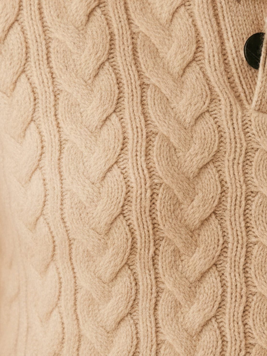 100% wool cable-knit sweater with stand collar and slim fit