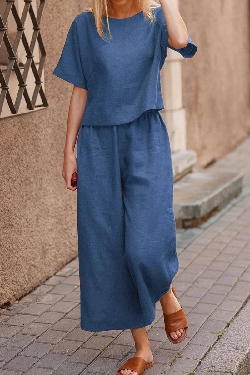 Lightweight Breezy Meadow two-piece set with relaxed fit and crumpled texture