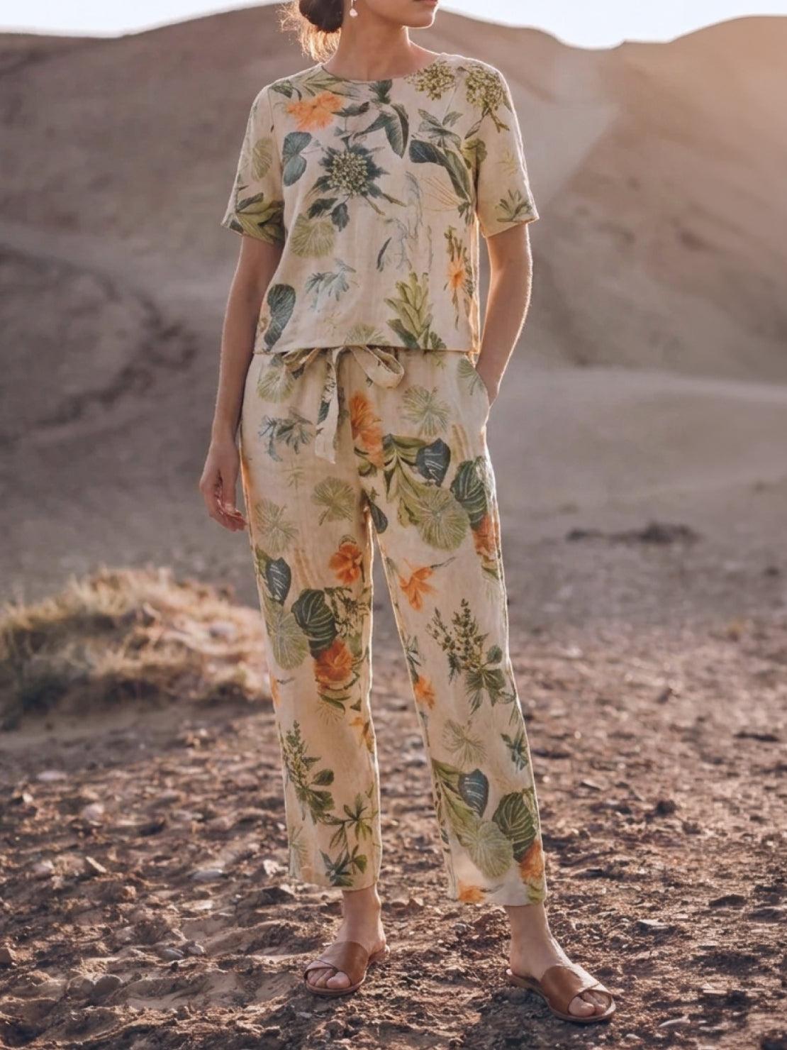 Cotton-Linen Set relaxed two-piece outfit with breathable textured fabric