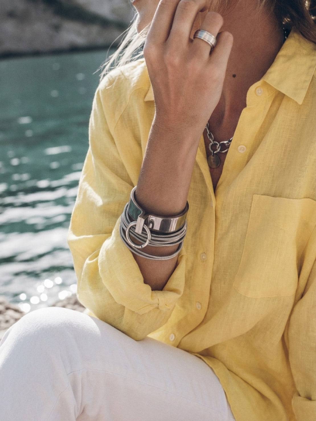 oversized relaxed fit cotton linen shirt with dropped shoulders and back pleat detail
