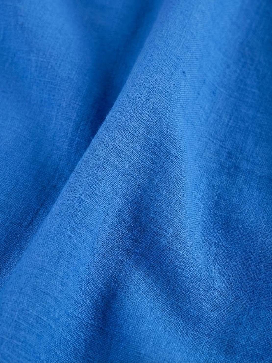 Loose fit bohemian maxi dress in breathable linen blend with long sleeves and plus sizes