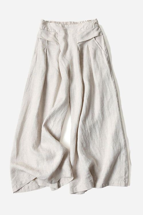 Sun-Kissed Elegance lightweight breathable wide-leg palazzo pants in neutral beige tone