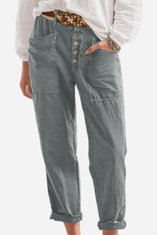 Casual button-down utility-chic trousers with deep pockets and rolled cuffs in soft durable fabric