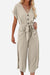 V-neck Lace-up Pocket Jumpsuit With Tie