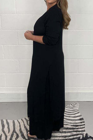 Urban Chic V-Neck Split Top Two-Piece Set