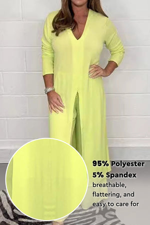 Urban Chic V-Neck Split Top Two-Piece Set