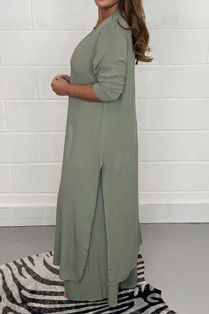Urban Chic V-Neck Split Top Two-Piece Set