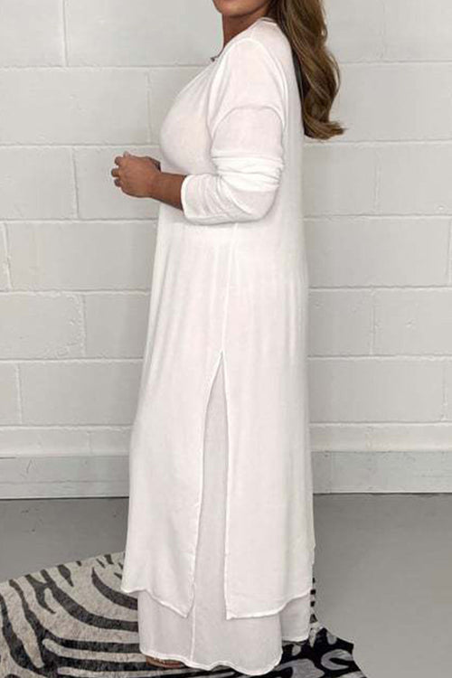 Urban Chic V-Neck Split Top Two-Piece Set