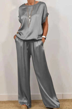 "Silken Escape" Satin Two-Piece Set