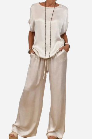 "Silken Escape" Satin Two-Piece Set