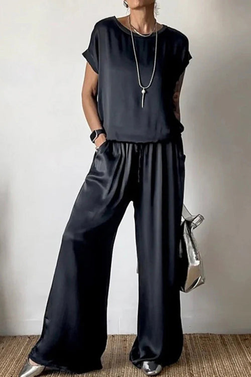 "Silken Escape" Satin Two-Piece Set