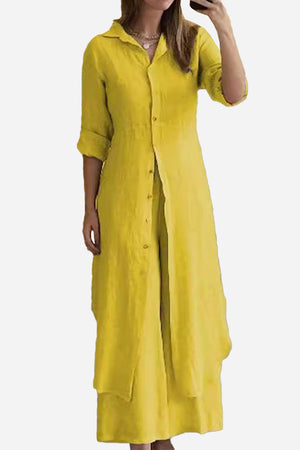 Refined Comfort Coordinated Wide-Leg Two-Piece
