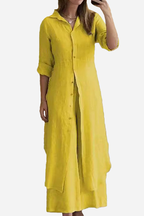Refined Comfort Coordinated Wide-Leg Two-Piece