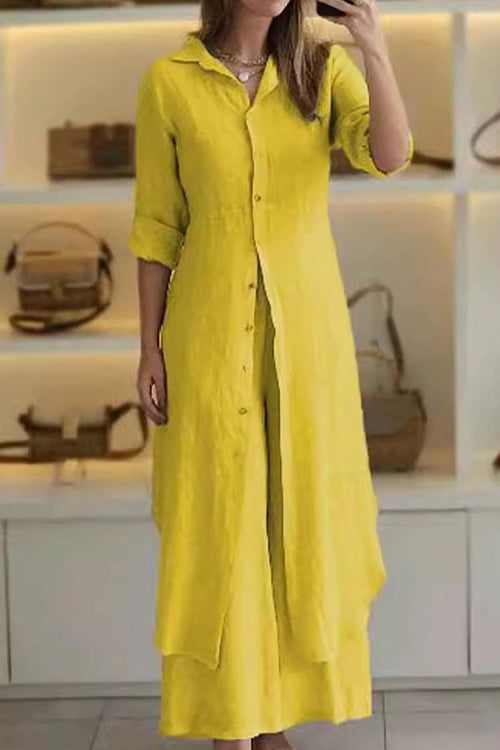 Refined Comfort Coordinated Wide-Leg Two-Piece
