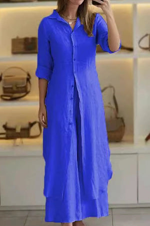 Refined Comfort Coordinated Wide-Leg Two-Piece
