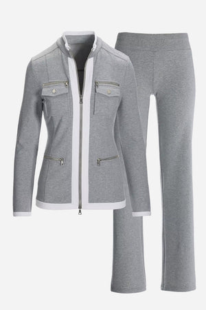 Sleek Contrast Zip Two-Piece