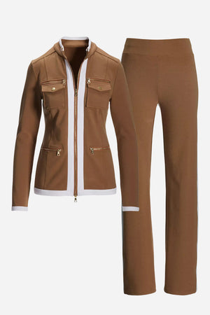 Sleek Contrast Zip Two-Piece