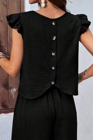 Breezy Elegance Ruffle-Sleeve Two-Piece