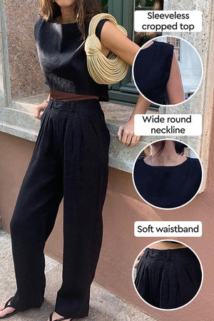 Cotton-Linen Blend Summer Favorite Two-Piece