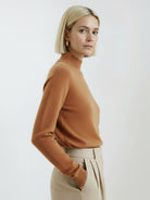 Lightweight Italian cashmere sweater with mock-neck and regular fit for elegant warmth and comfort