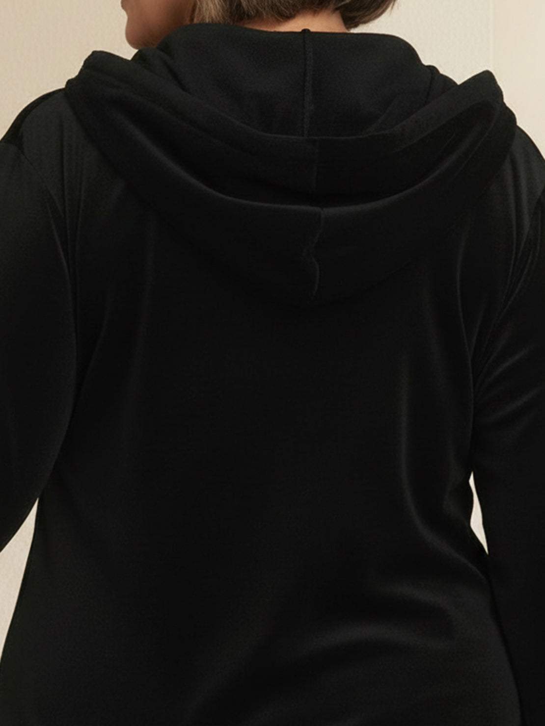 plus size velour zip-up tracksuit with hoodie and straight-leg pants