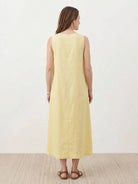 Lightweight cotton linen sleeveless maxi dress with round neckline and loose ankle-length silhouette