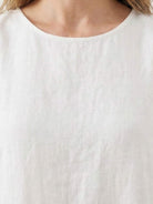 Lightweight cotton linen sleeveless maxi dress with round neckline and flowing ankle-length silhouette