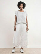 Lightweight 100% linen harem balloon pants with elastic drawstring waistband and side pockets