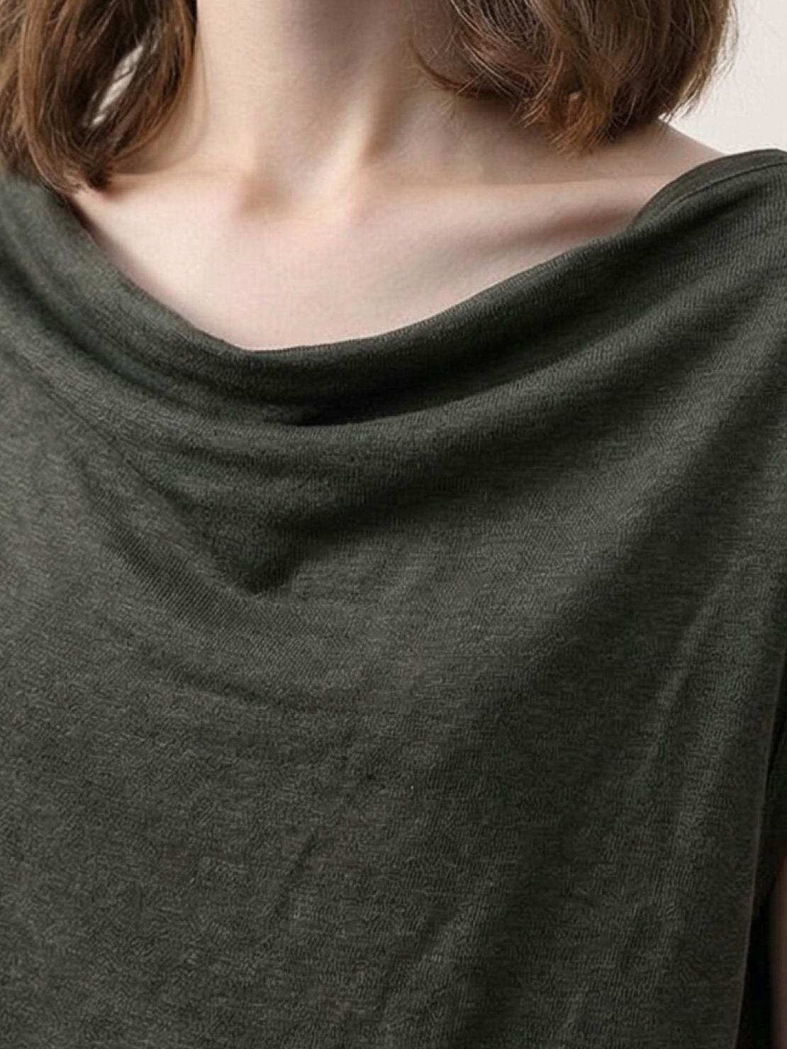 100% linen wide neck vest with cowl drape and boat neck styles, sleeveless and breathable fabric