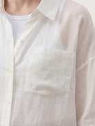 Lightweight 100% linen sheer overshirt with oversized fit and button front