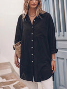 oversized 100% cotton linen shirt with relaxed fit, dropped shoulders, and signature back pleat detail