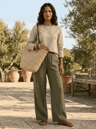 Two women modeling Casual Chic Duo breathable cotton and linen two-piece sets for effortless mix and match style