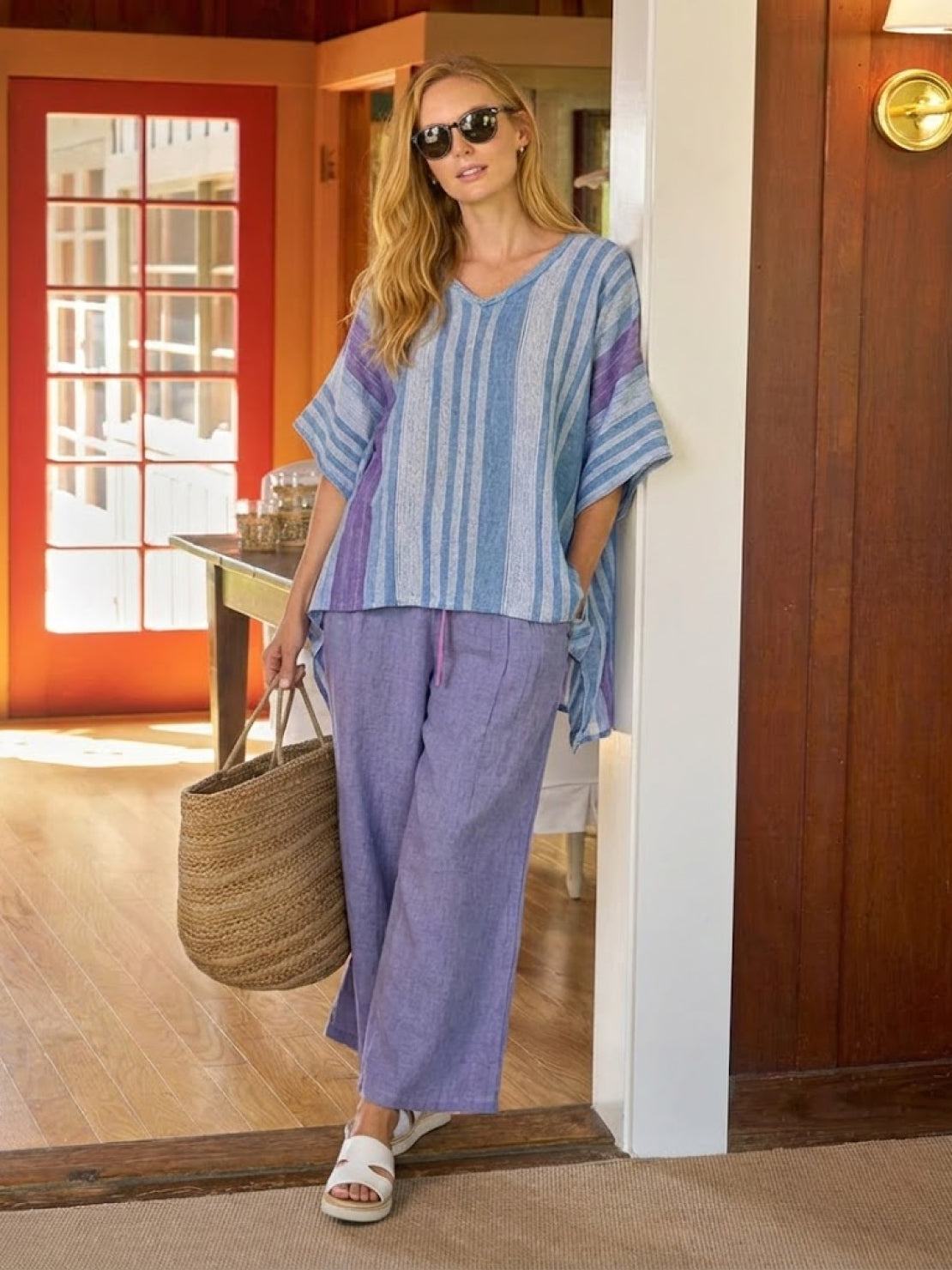 Coastal Comfort Linen two-piece set with lace details and breathable fabric