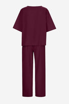 Cotton-linen blend monochrome two-piece set for breathable, comfortable wear