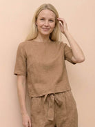 Cotton-linen blend soft breathable two-piece set in monochrome with relaxed fit