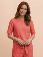 Cotton-linen blend monochrome two-piece set with relaxed fit and breathable fabric