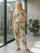 Cotton-linen blend monochrome two-piece set with breathable, soft fabric and relaxed fit