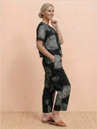 Cotton linen set with relaxed short-sleeve top and straight-leg pants in soft breathable blend