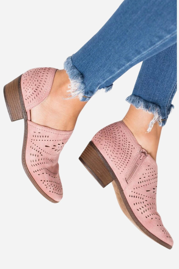 Laser Cut Western Ankle Boots