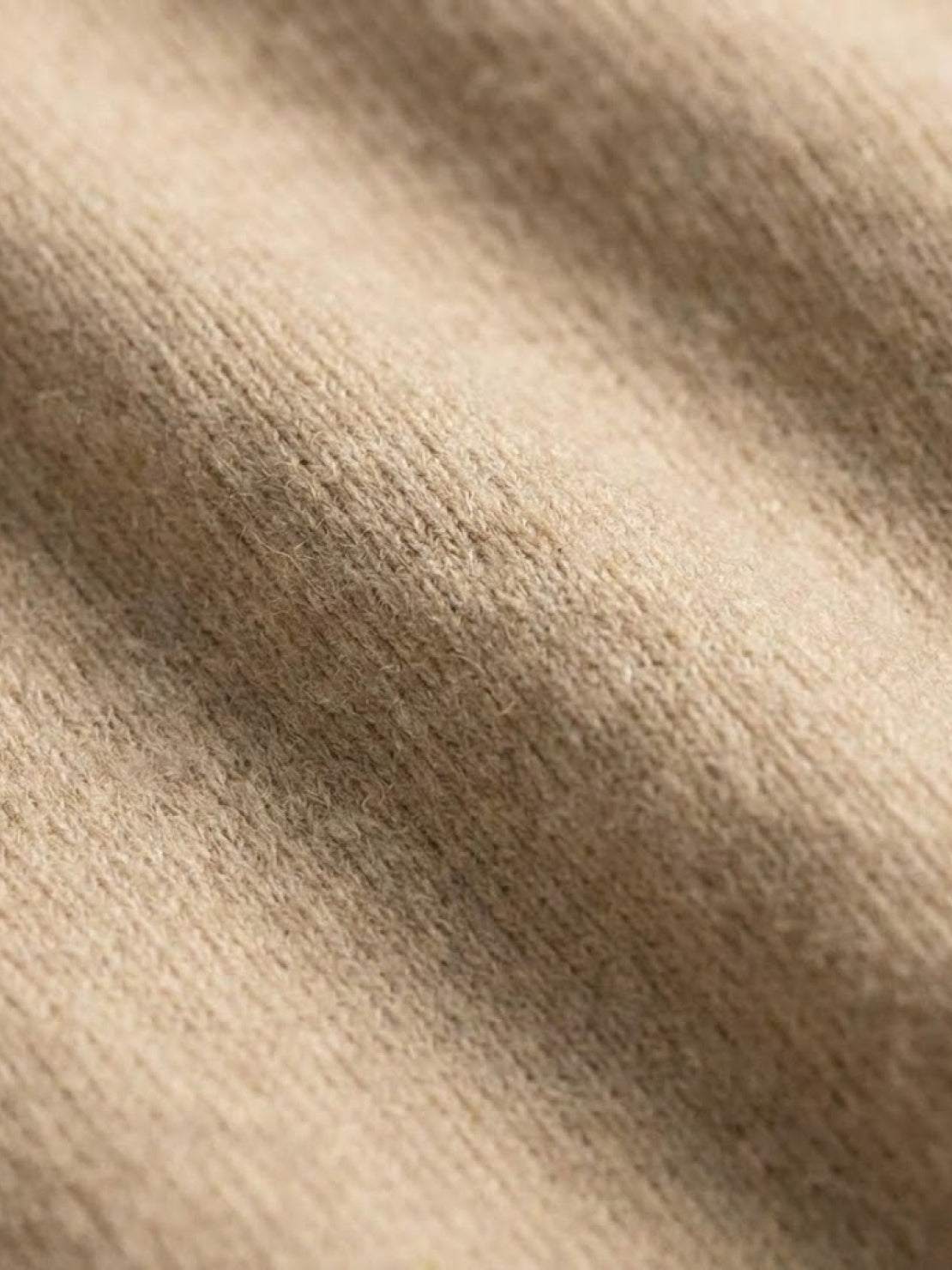Close-up of soft camel-colored fabric texture for Plush & Preppy Camel Two-Piece Set clothing