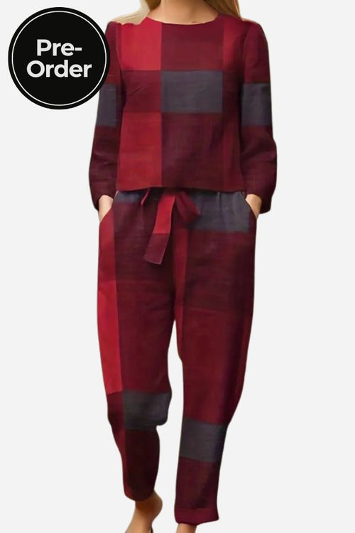 Retro Patterned Linen Two-Piece Set
