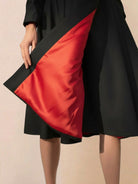 Elegant water-repellent rain A-line hooded coat with insulated lining and belt for women