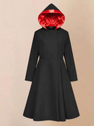 Elegant water-repellent raincoat with A-line hooded design and insulated lining for women