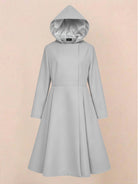 Water-repellent A-line hooded raincoat with matching belt and insulated lining for women