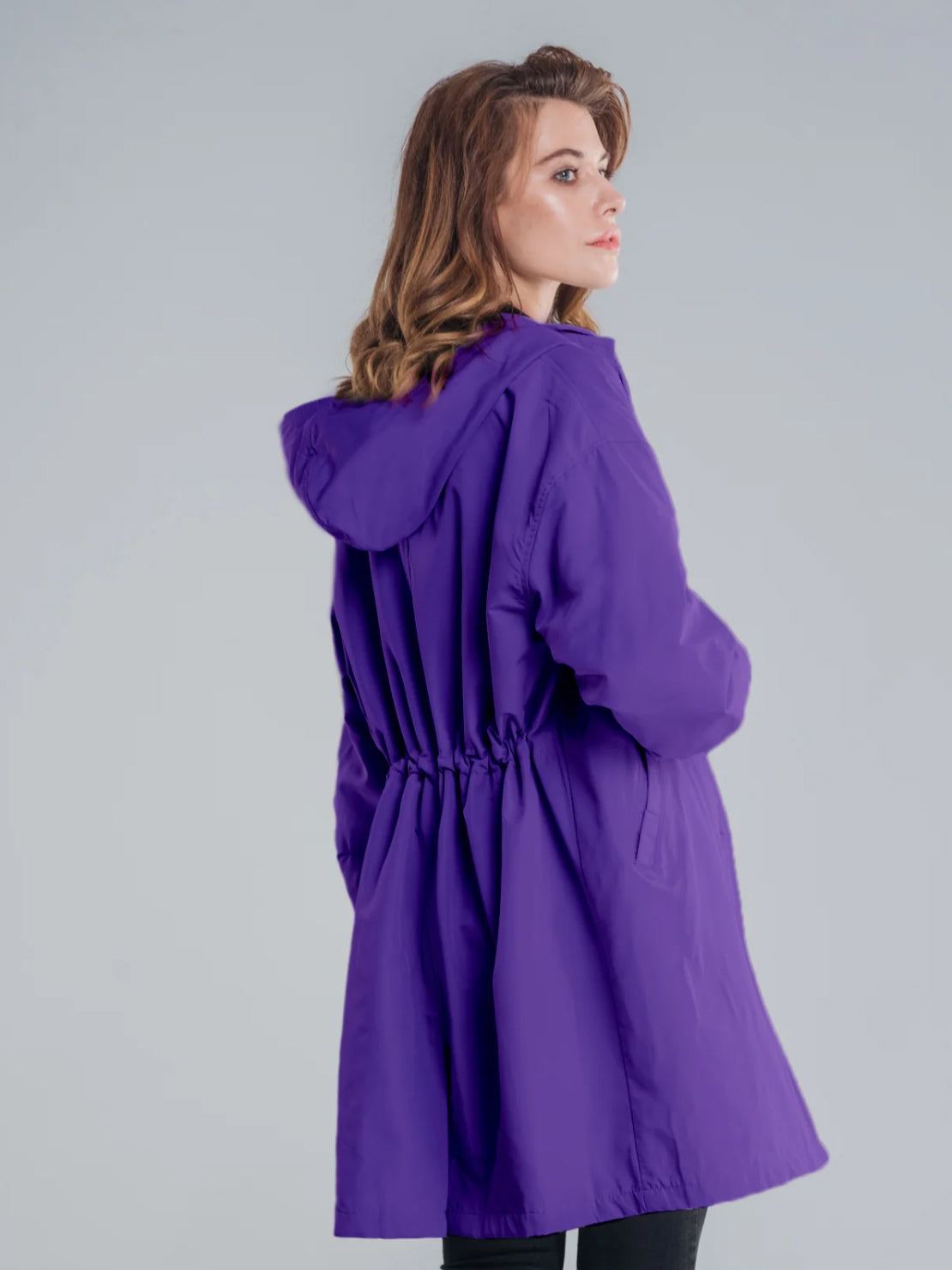 Water-resistant oversized hooded windbreaker rain jacket for outdoor activities