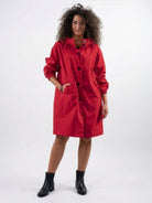 water-resistant oversized windbreaker rain jacket in outdoor setting